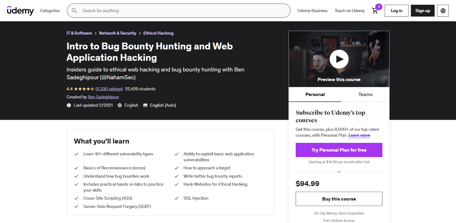 Intro to Bug Bounty Hunting Course